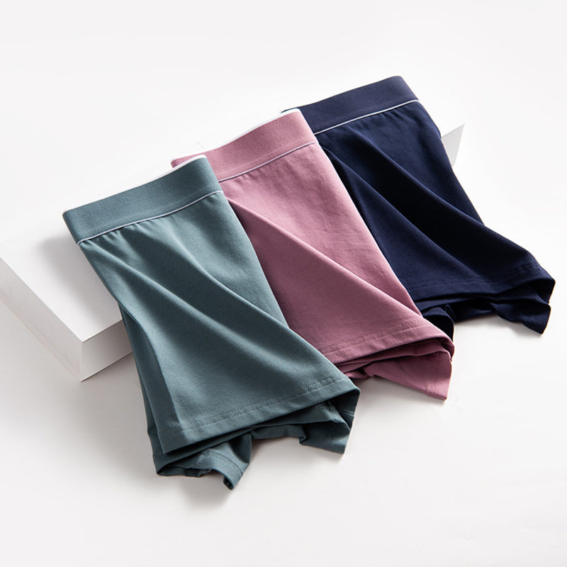 4Pcs Men's Cotton Solid Mid-waist Boxer Briefs