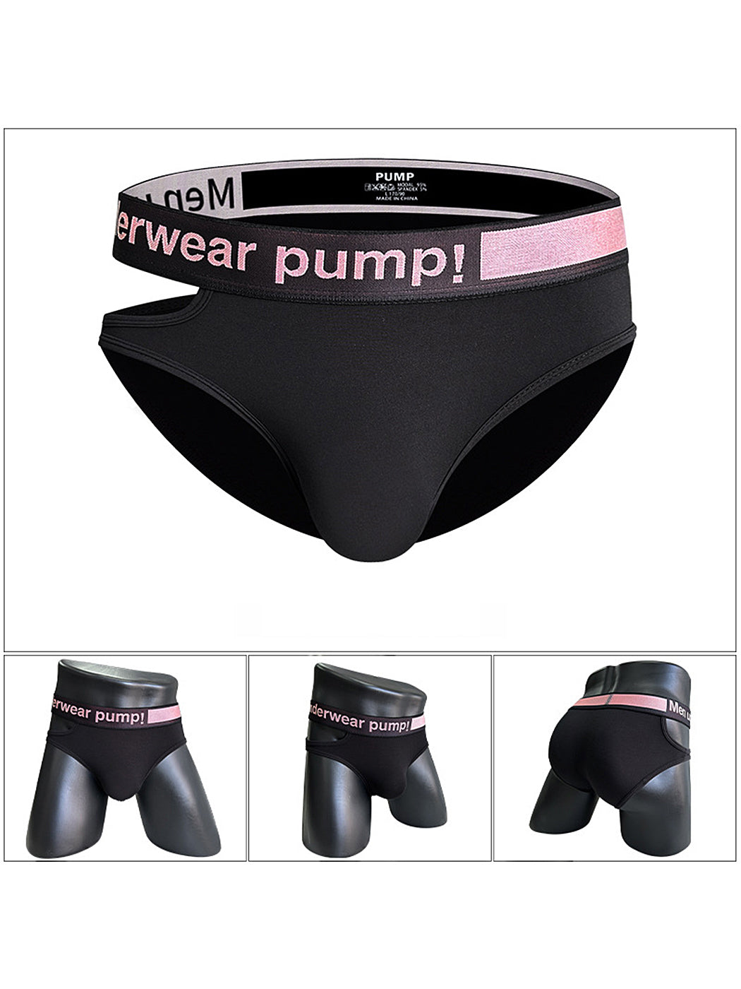 Side Hollow Pink Waistband Men's Underwear