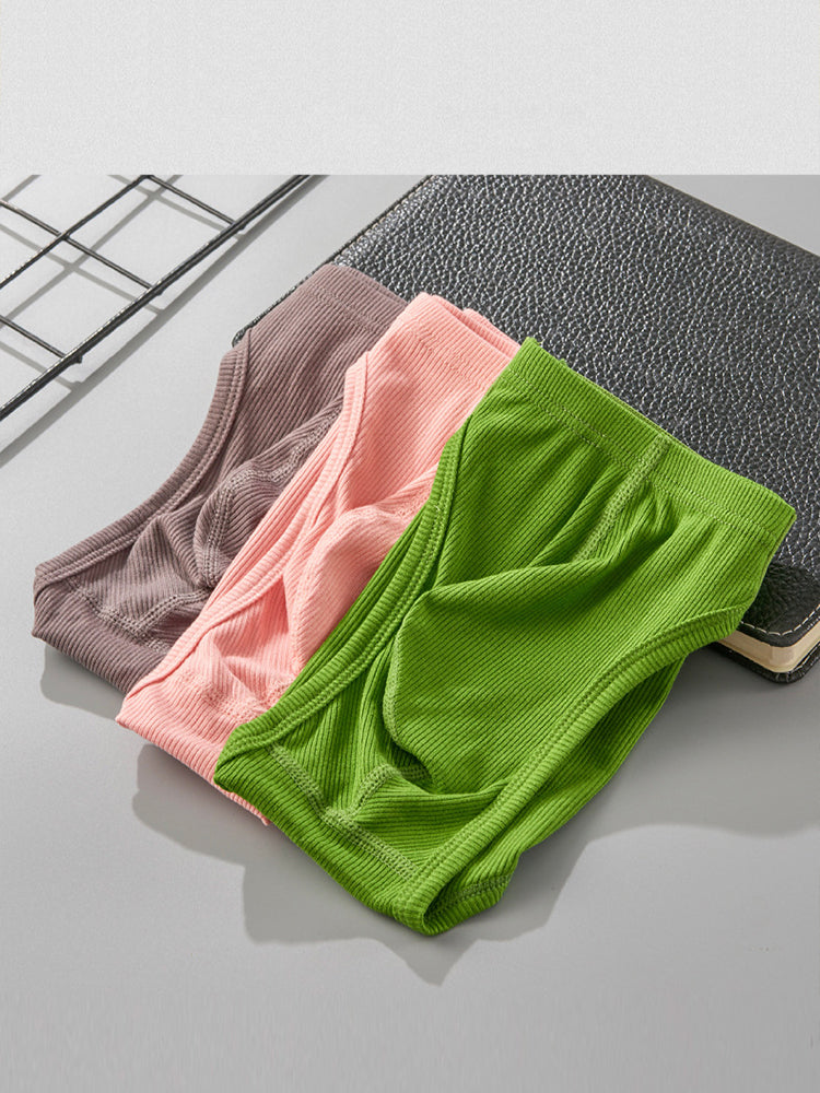 Men's Low-Waist Threaded Fabric U-Convex Briefs