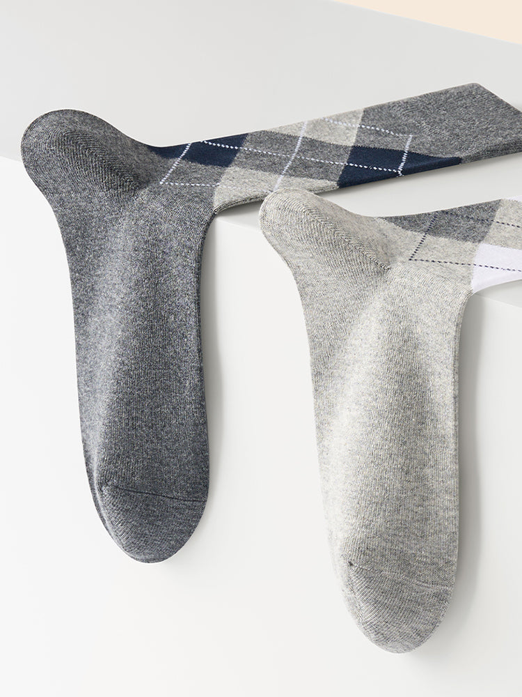 5 Pack Men's Simple Textured Crew Socks