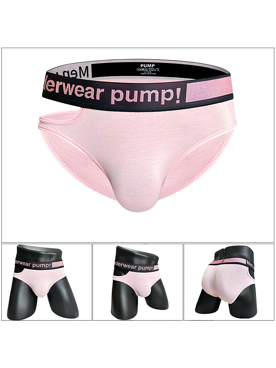 Side Hollow Pink Waistband Men's Underwear