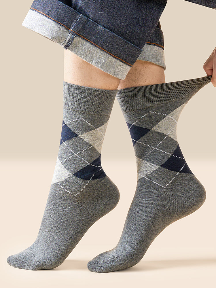 5 Pack Men's Simple Textured Crew Socks
