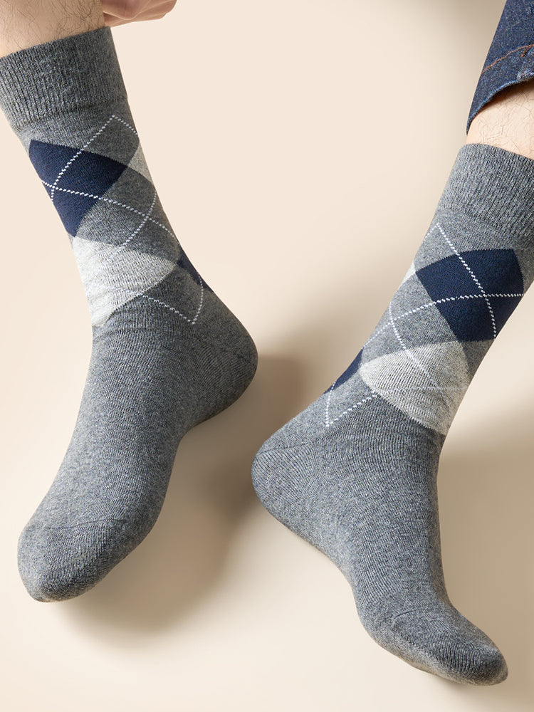 5 Pack Men's Simple Textured Crew Socks