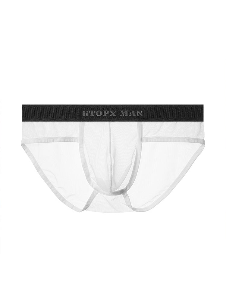 Men's Ice Silk Transparent Full Mesh Thin Style Briefs