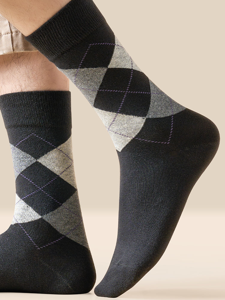 5 Pack Men's Simple Textured Crew Socks