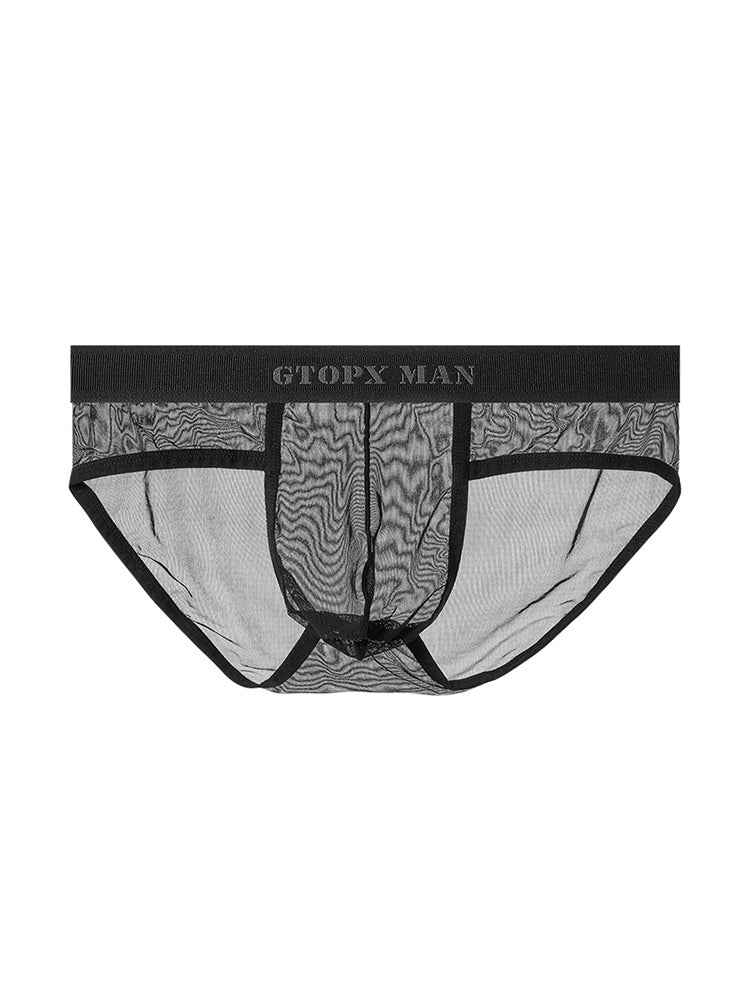 Men's Ice Silk Transparent Full Mesh Thin Style Briefs