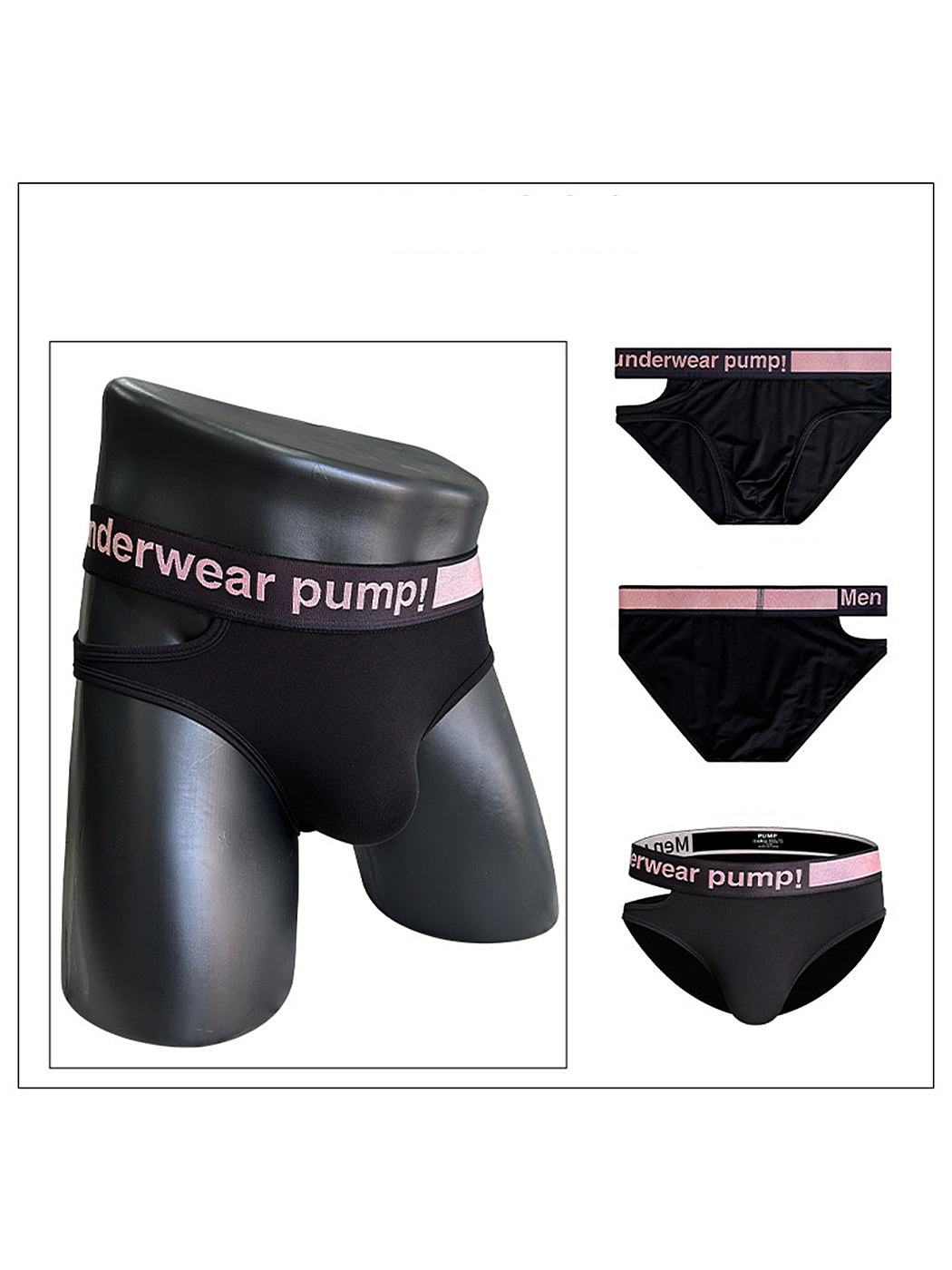 Side Hollow Pink Waistband Men's Underwear