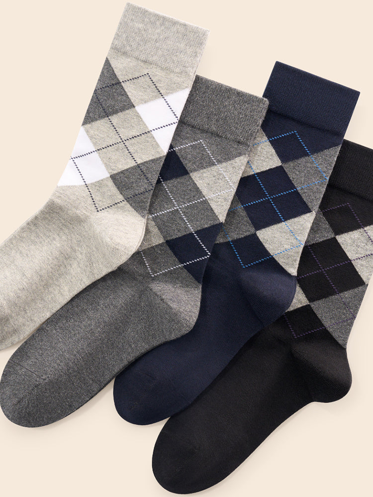 5 Pack Men's Simple Textured Crew Socks