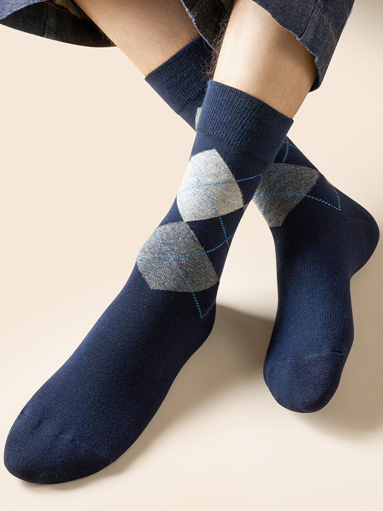 5 Pack Men's Simple Textured Crew Socks