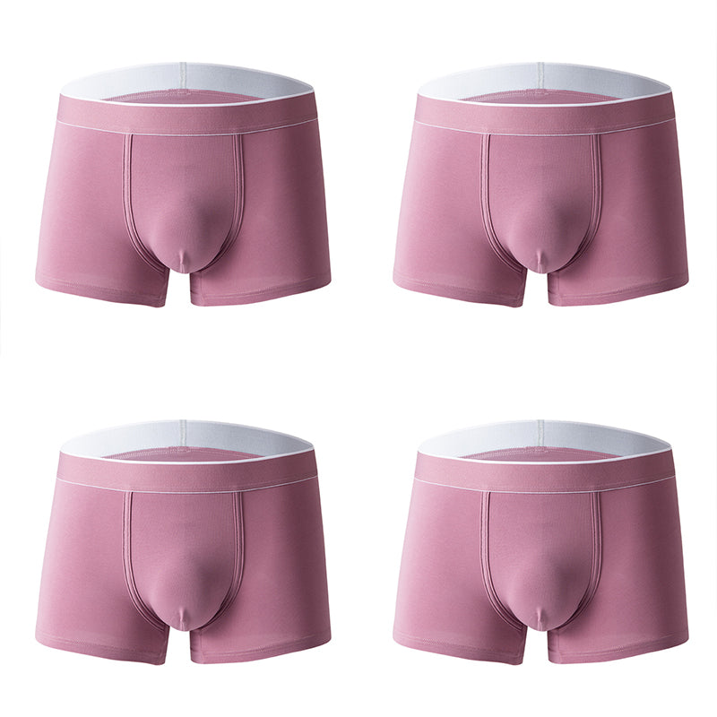 4Pcs Men's Cotton Solid Mid-waist Boxer Briefs