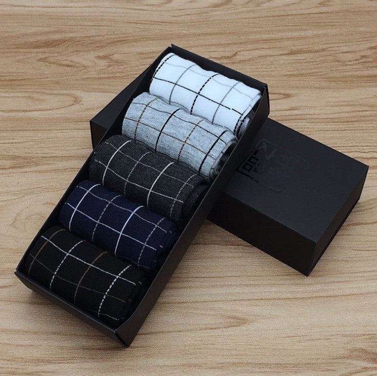 5 Pack Men's Simple Textured Crew Socks