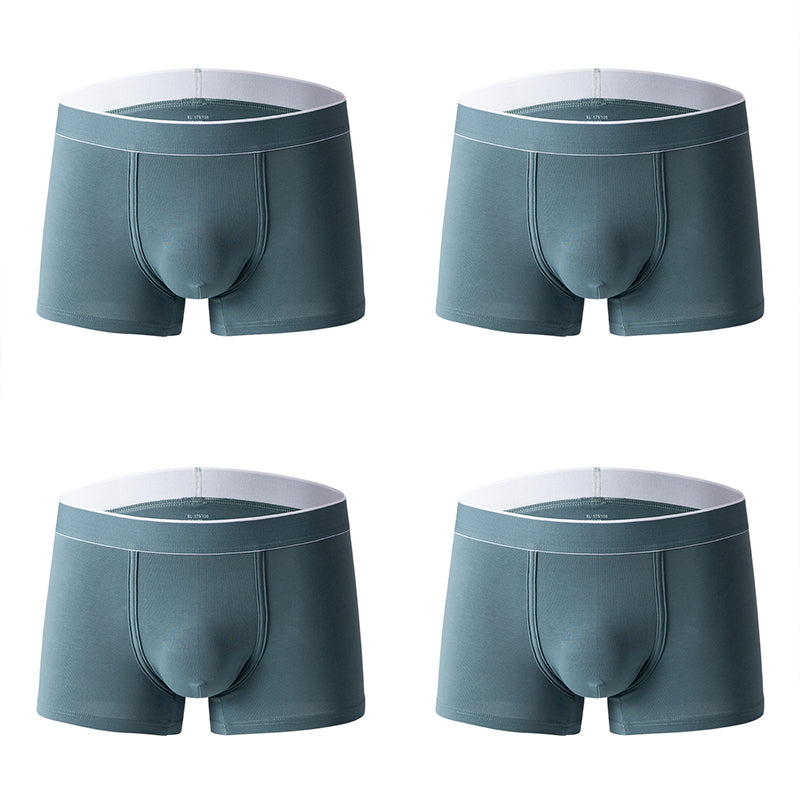 4Pcs Men's Cotton Solid Mid-waist Boxer Briefs
