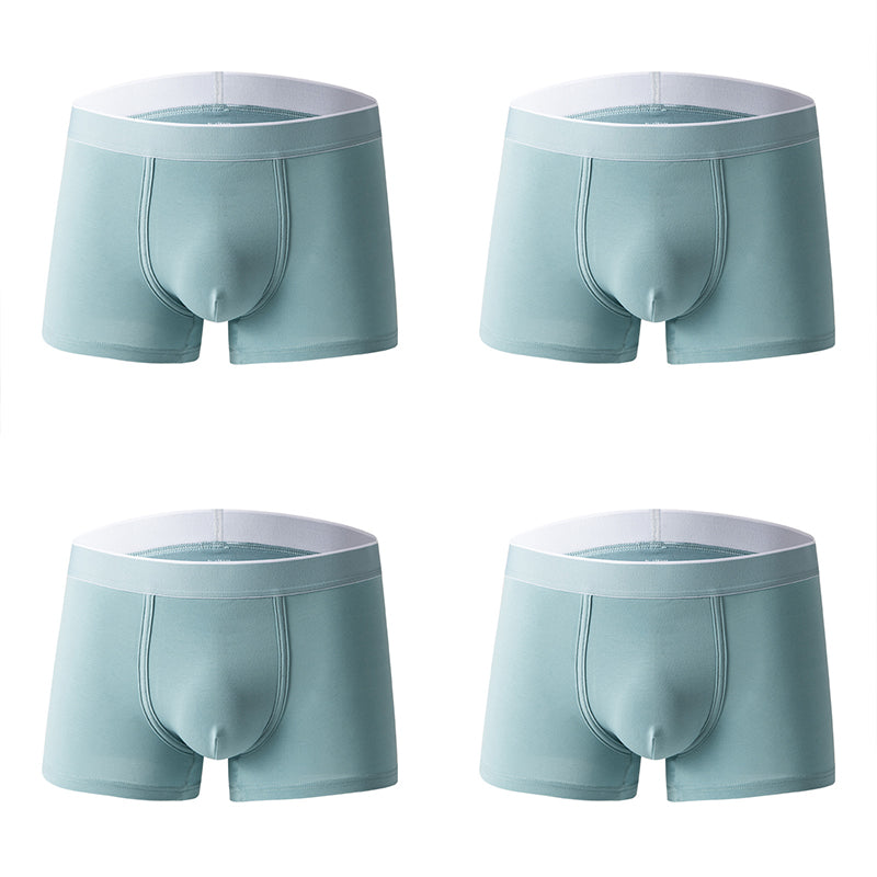 4Pcs Men's Cotton Solid Mid-waist Boxer Briefs