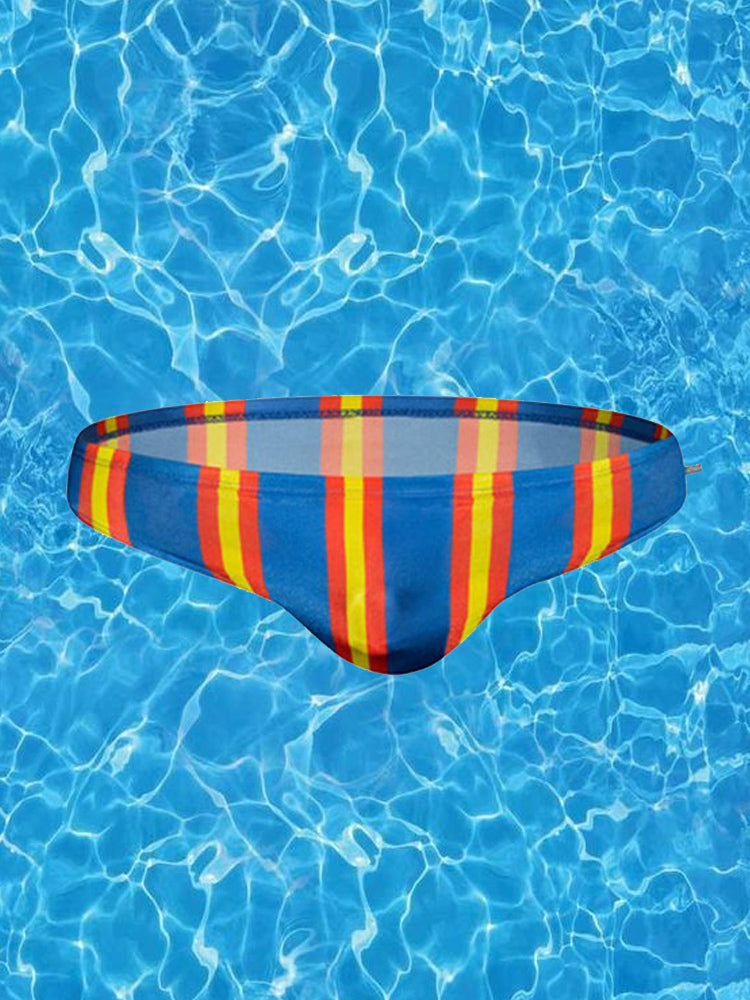 Men Casual Stripe Quick Drying Swim Briefs