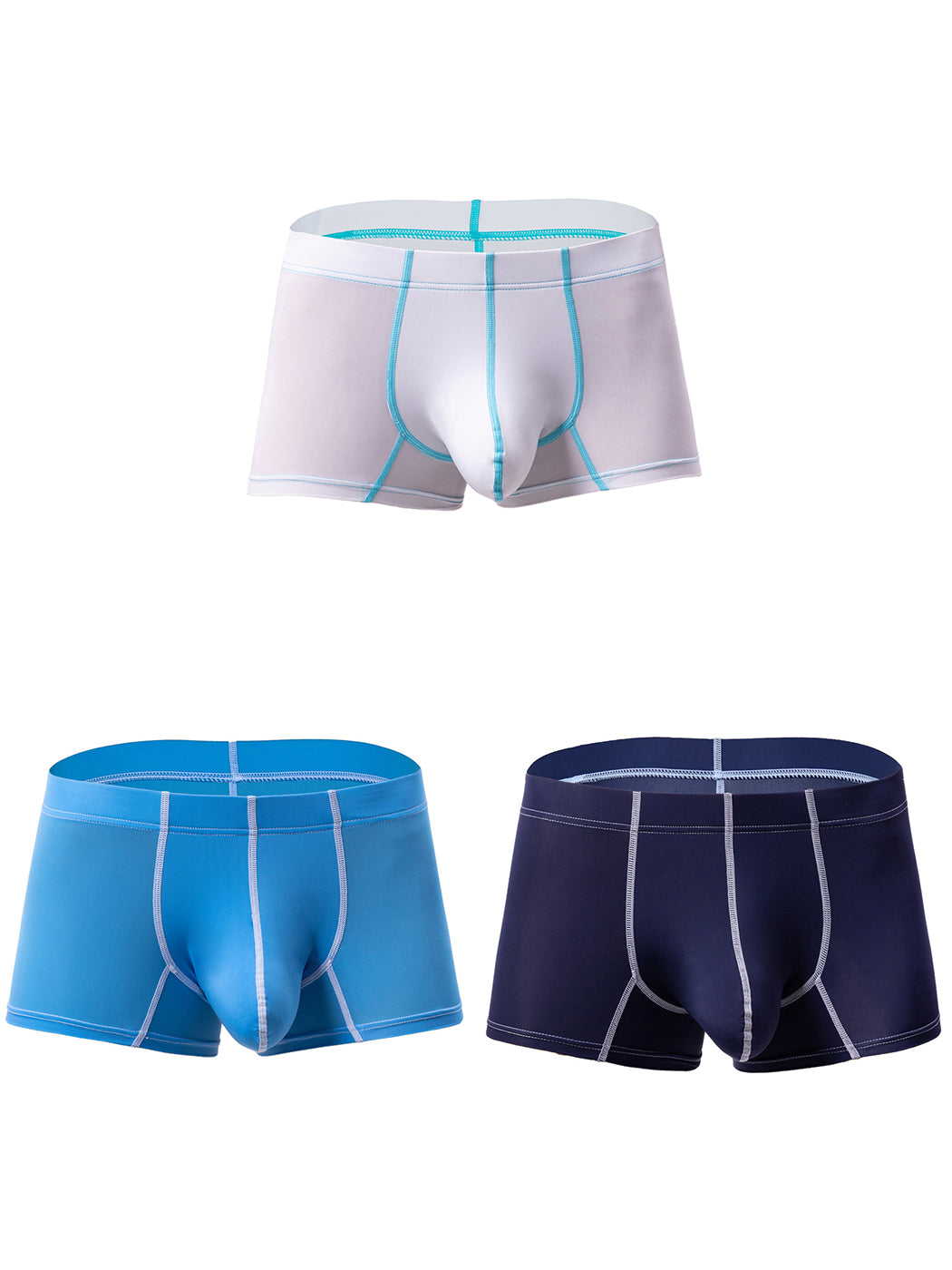 3 Pack Men's Large Pouch Contrast Binding Trunks