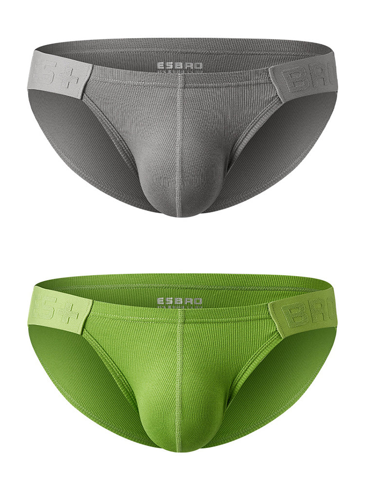 Men's Low-Waist Threaded Fabric U-Convex Briefs