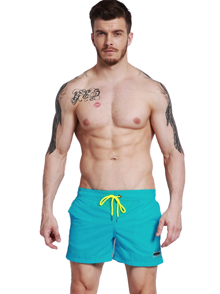 Men’s Neon Drawstring Swim Board Shorts