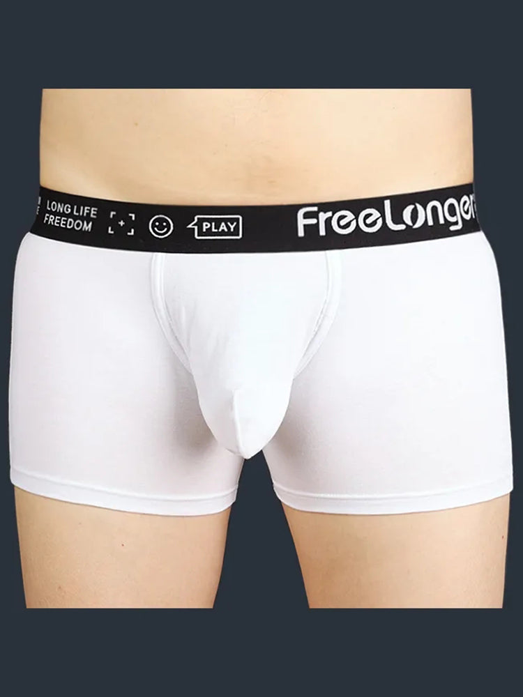 FreeLonger Men’s Soft Cotton Big Pouch Trunks