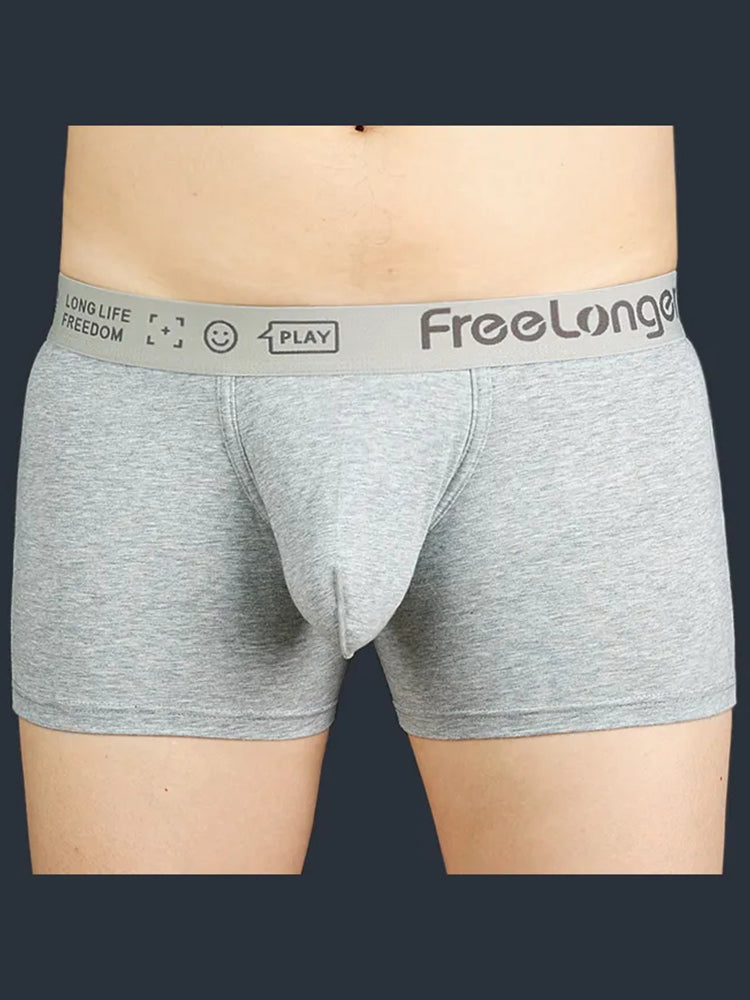 FreeLonger Men’s Soft Cotton Big Pouch Trunks