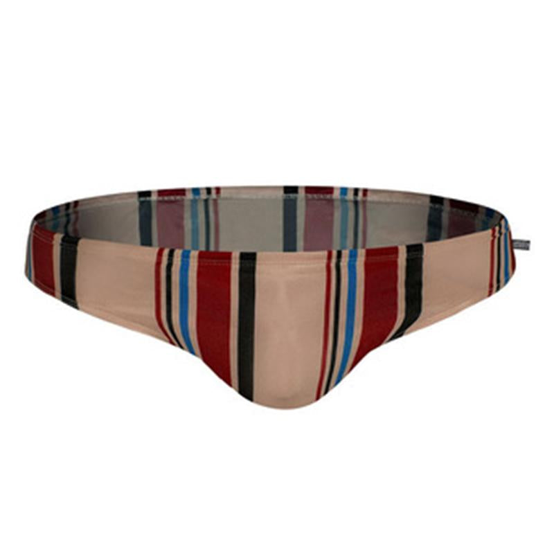 Men Casual Stripe Quick Drying Swim Briefs