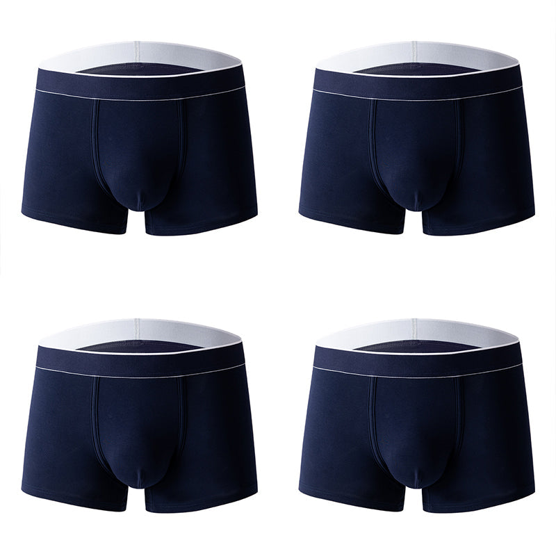 4Pcs Men's Cotton Solid Mid-waist Boxer Briefs