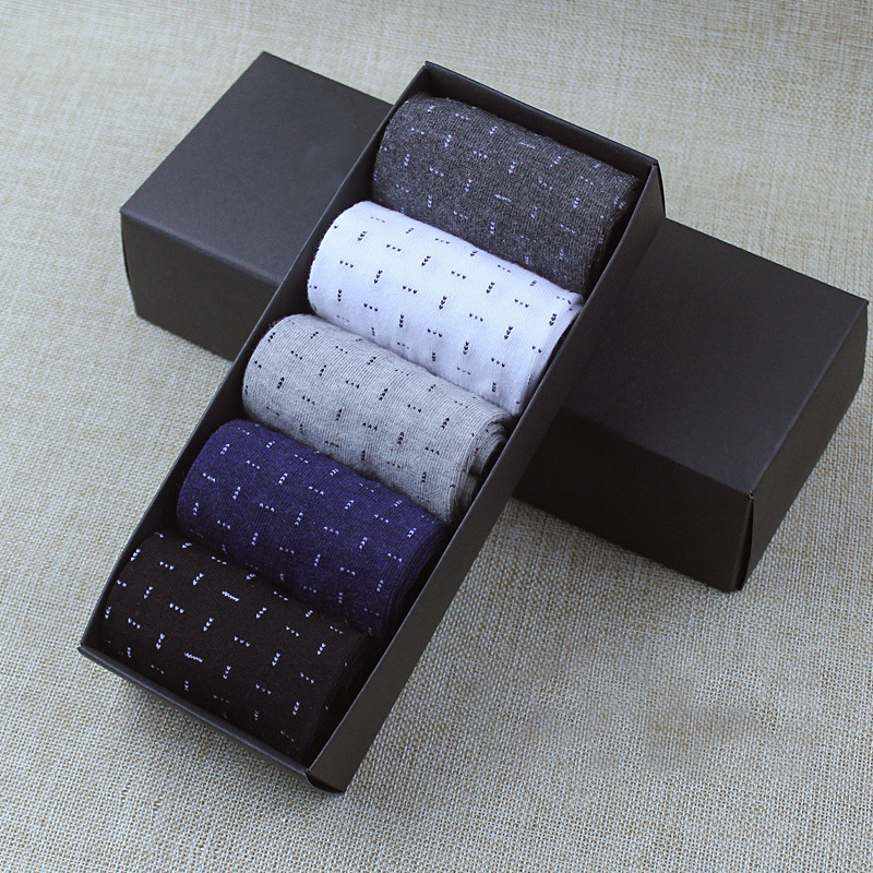 5 Pack Men's Simple Textured Crew Socks