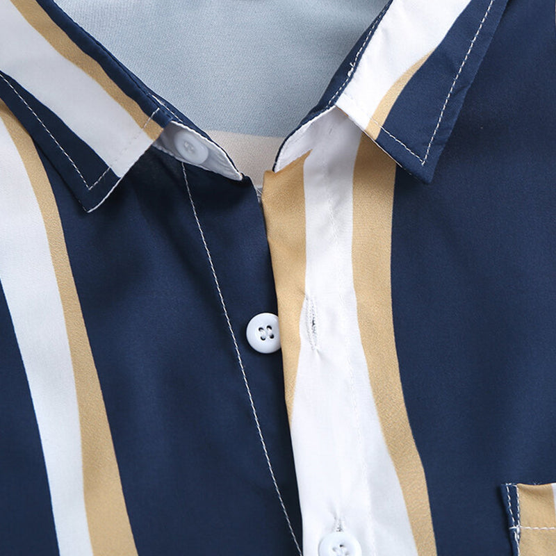 Mens Plain Color Striola Short Sleeve Shirts