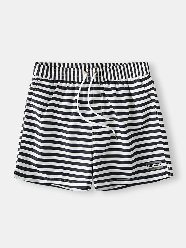 Mens Quick Dry Striped Print Surf Board Short