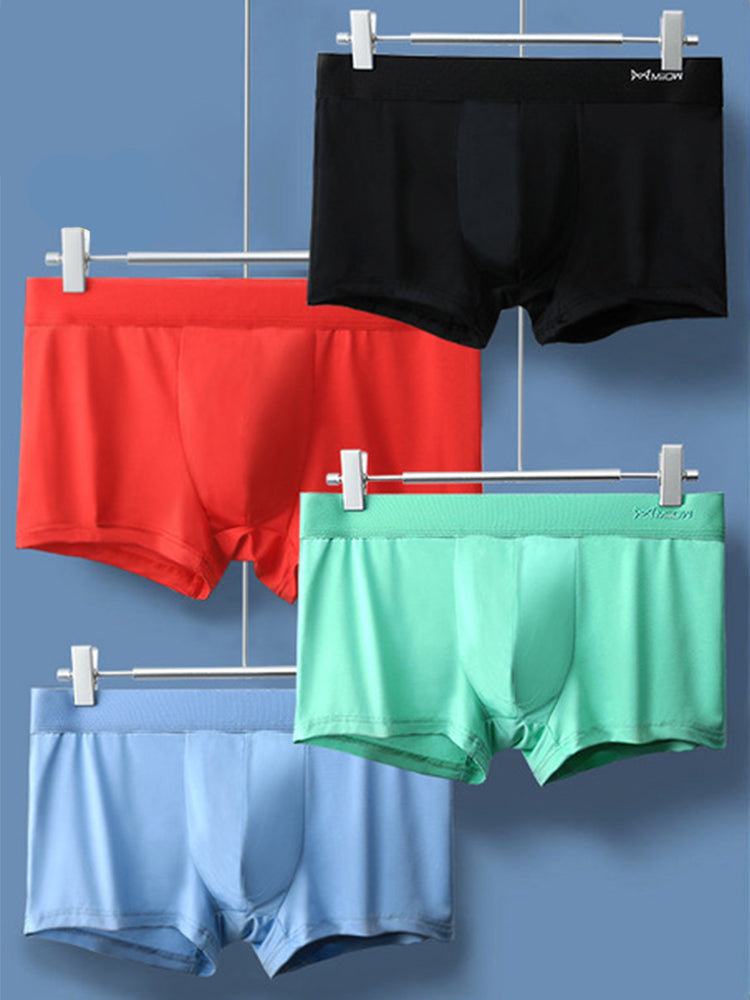 4 Pack Men's Pouch Anti-bacterial Silk Underwear