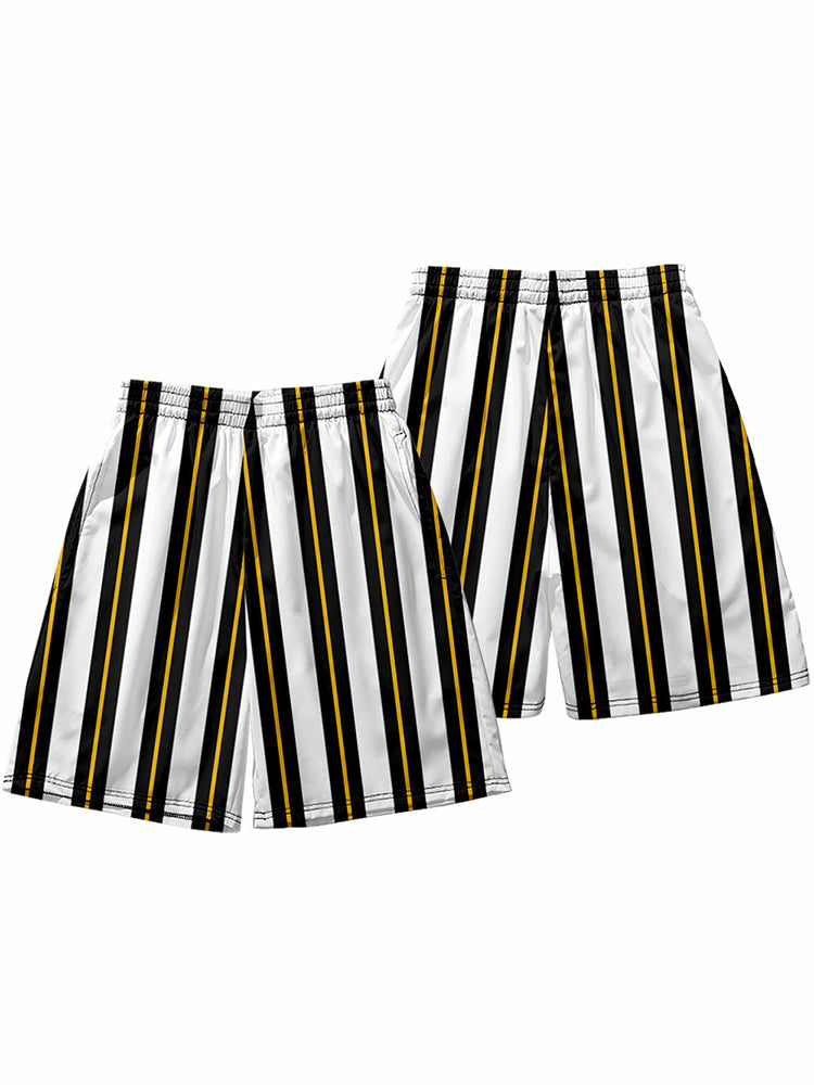 Mens Novelty & Basic Stripes Quick Dry Beach Shorts