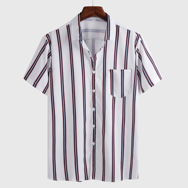 Mens Stripe Breathable Multi Color Chest Pocket Shirts