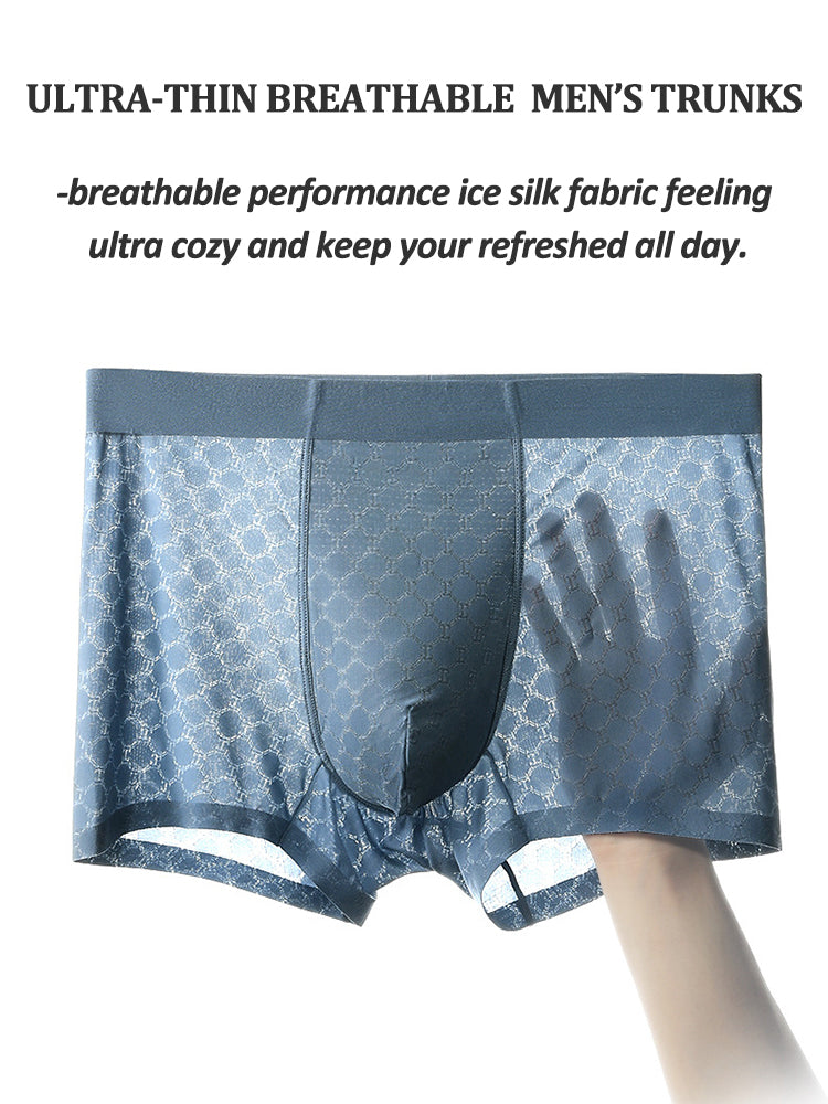 3 Pack Mens Ice Silk Underwear Soft Ultra-Thin Trunks