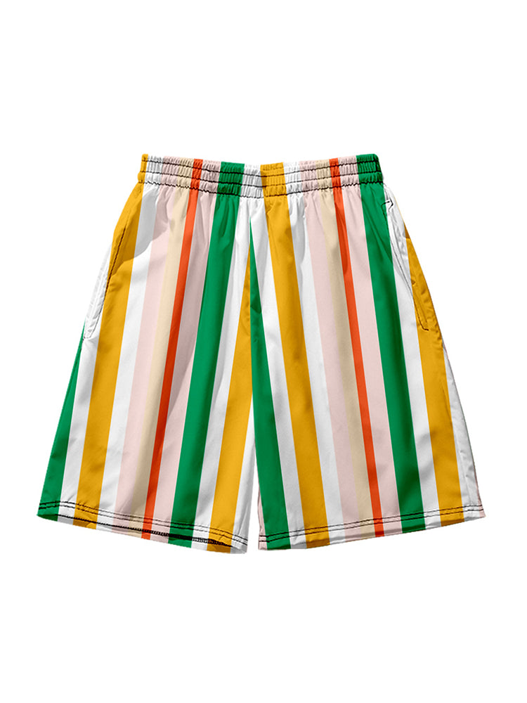 Men's Multicolor Stripe Leisure Swim Shorts