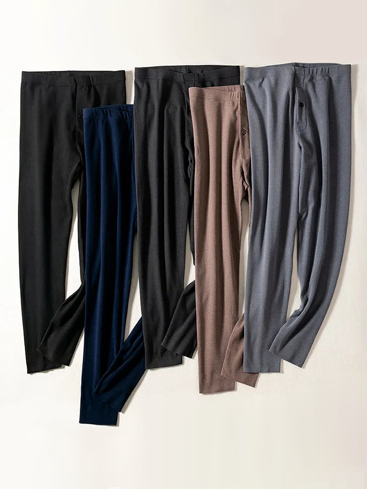Men's Seamless Fly Double-Sided Brushed High Waist Thermal Bottoms