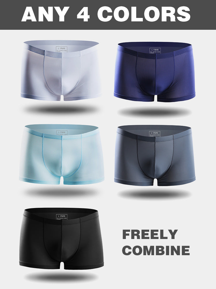 4 Pack Cooling Silk Bulge Pouch Men's Underwear