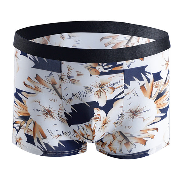4 Pcs Printed Ice Silk Breathable Men's Boxer Briefs Set
