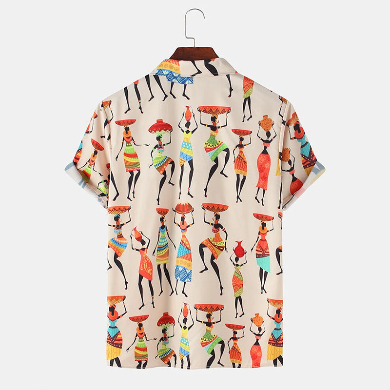 Mens Ethnic Egyptian Dancing Printed Shirt