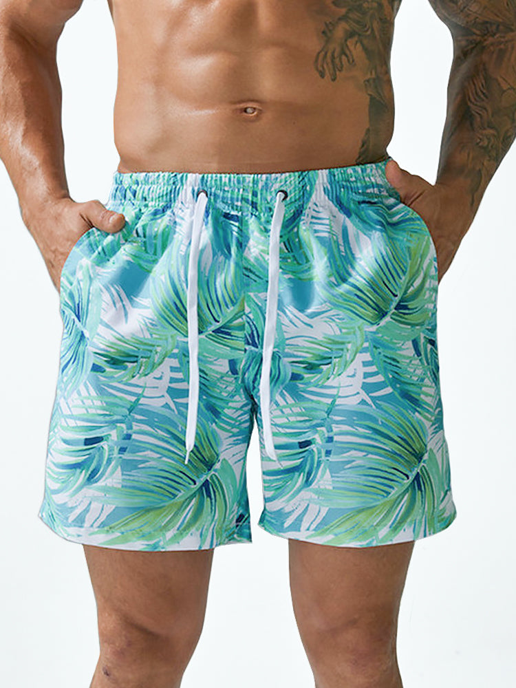 Mens Quick Drying Floral Printed Beach Board Shorts