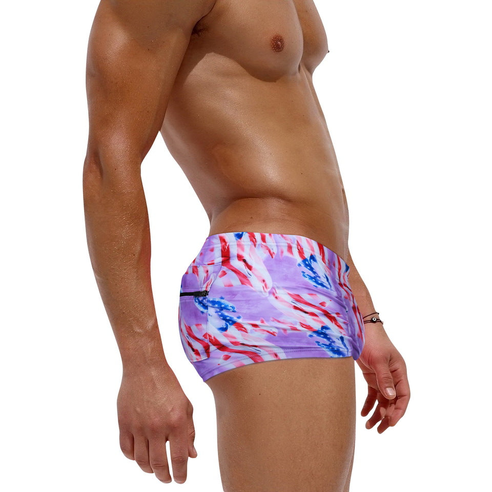 Mens Printed Quick Drying Surf  Stretch Swim Trunks