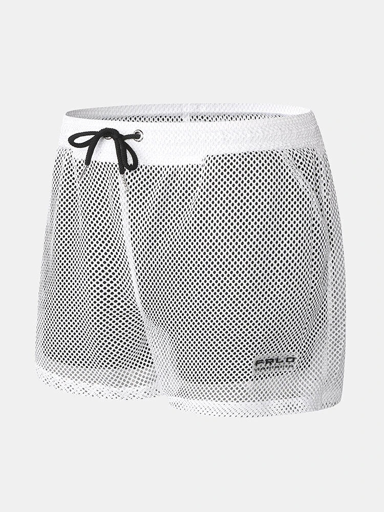 Mens Mesh Loose See Through Swim Shorts