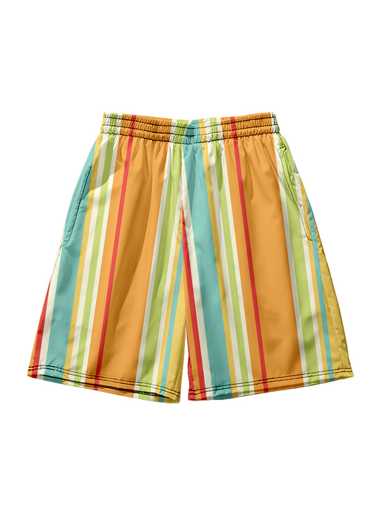 Men's Multicolor Stripe Leisure Swim Shorts