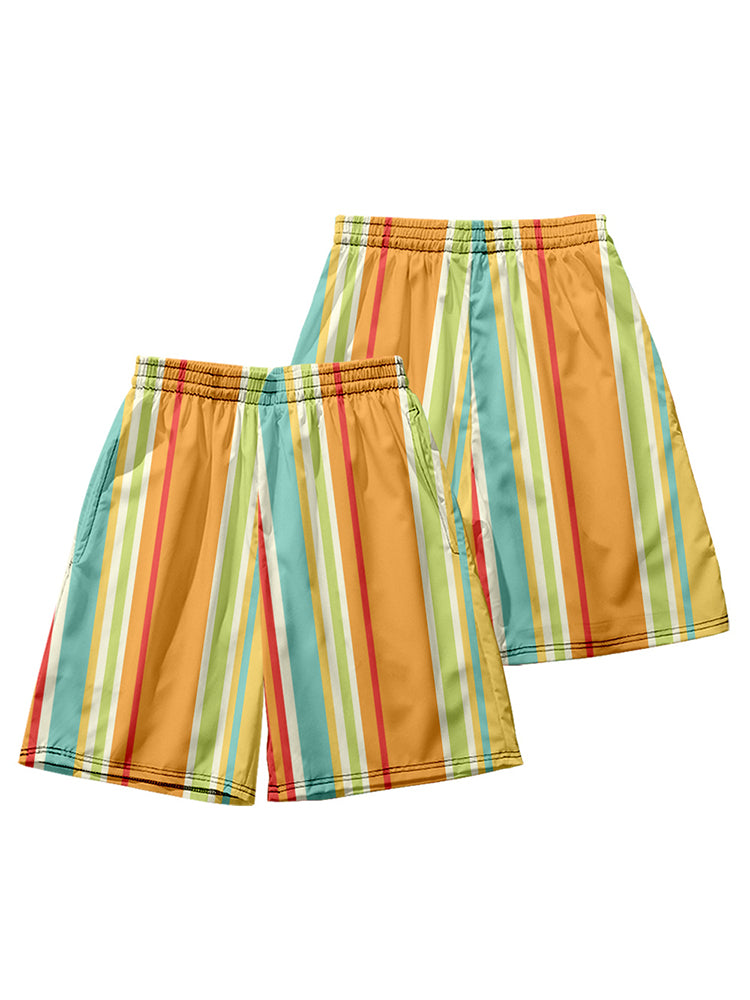 Men's Multicolor Stripe Leisure Swim Shorts