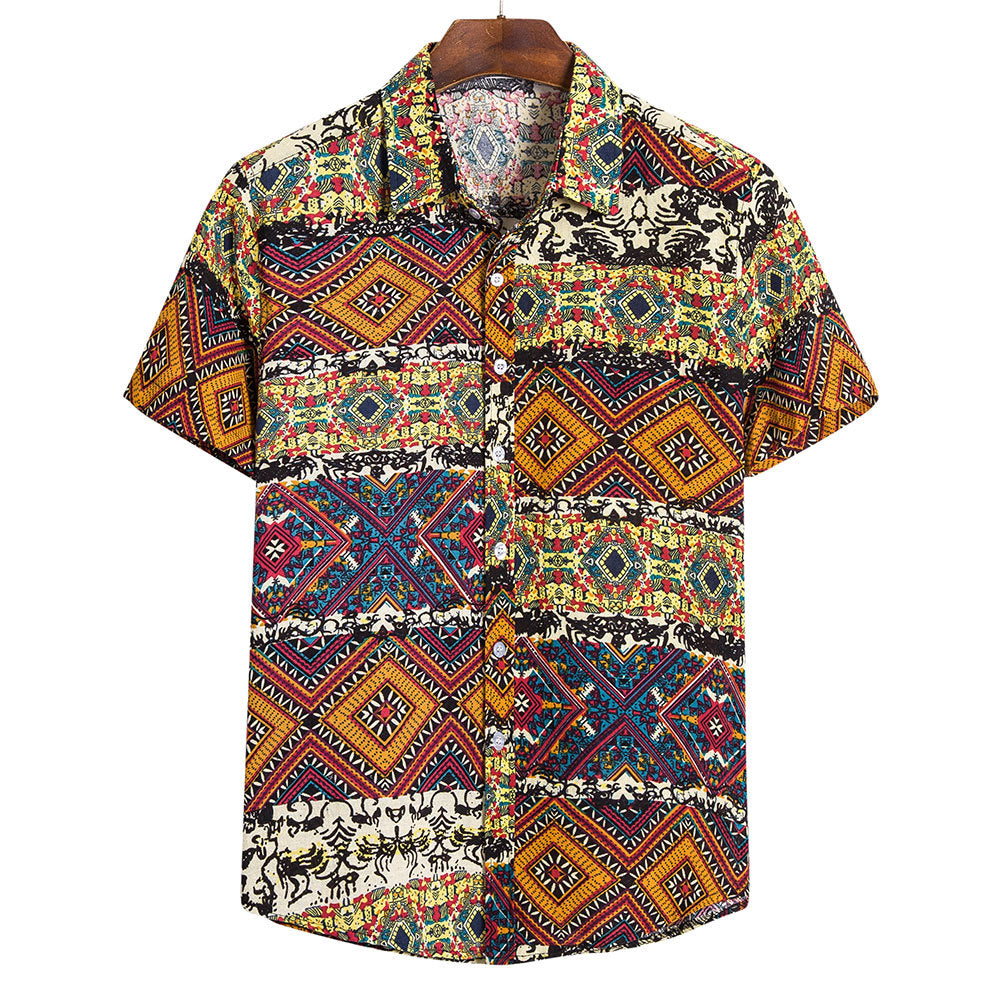 Mens Ethnic Style Ptinting Casual Shirts