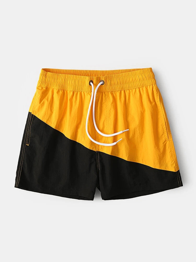 Men Casual Spell Color Sports Board Shorts