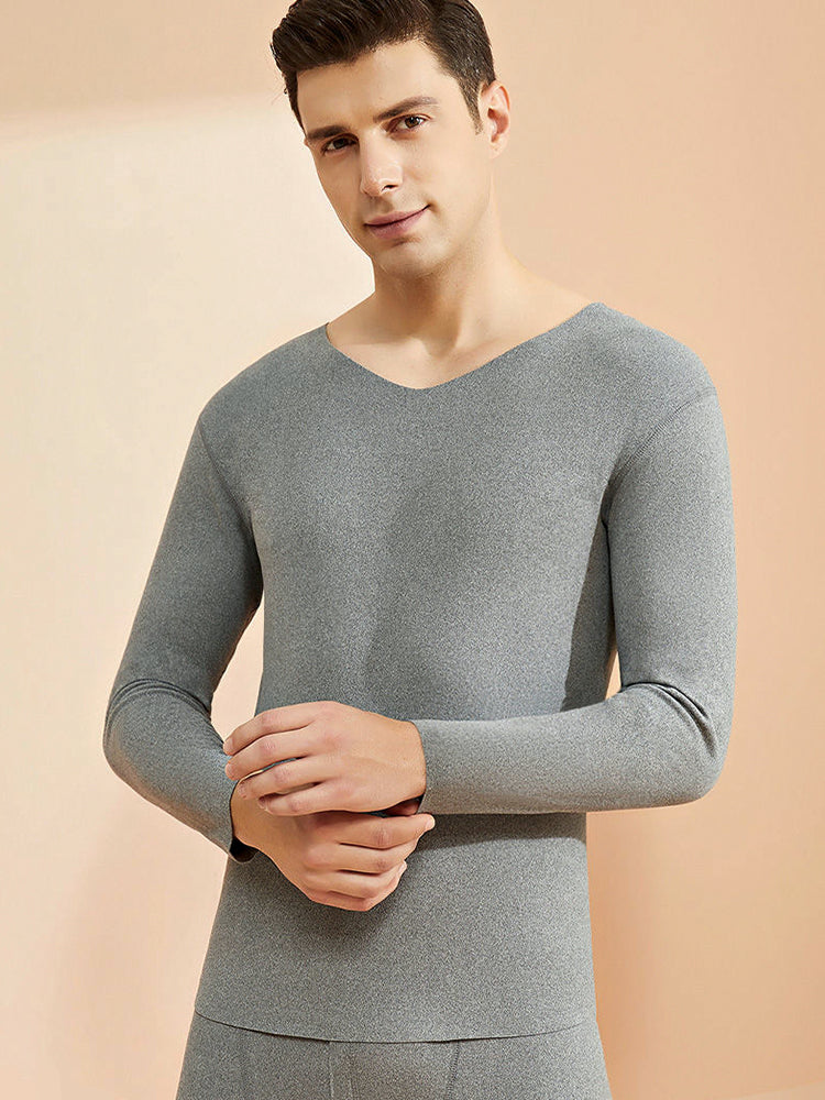 Men's Seamless Splice Thin Design Thermal Set