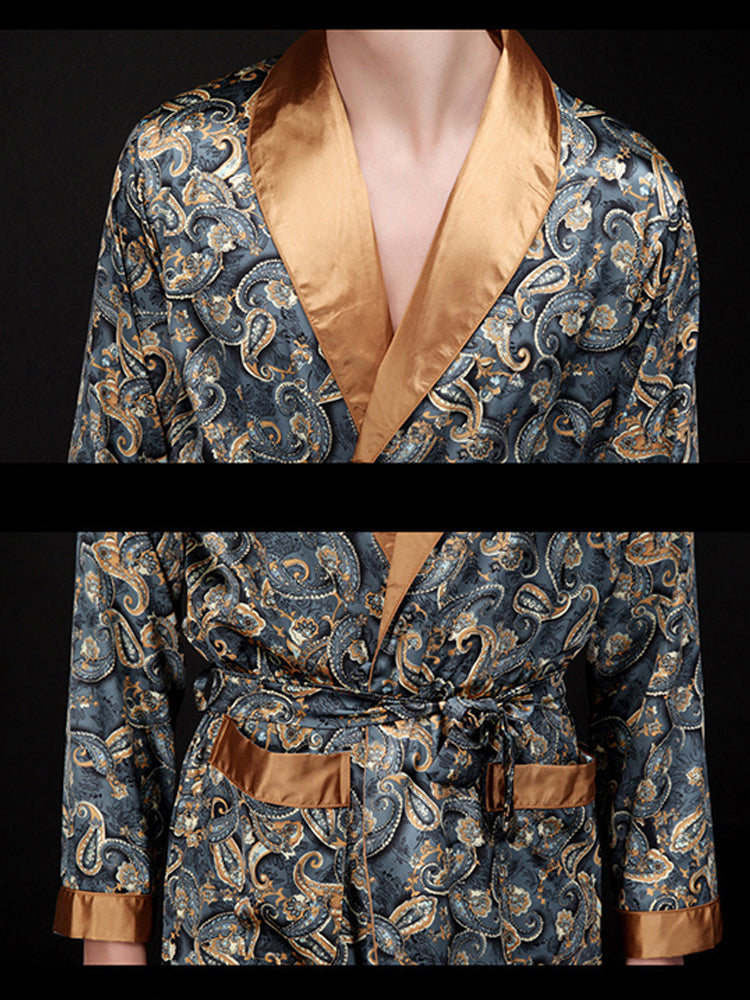 Men's Luxurious Satin Printed Robe
