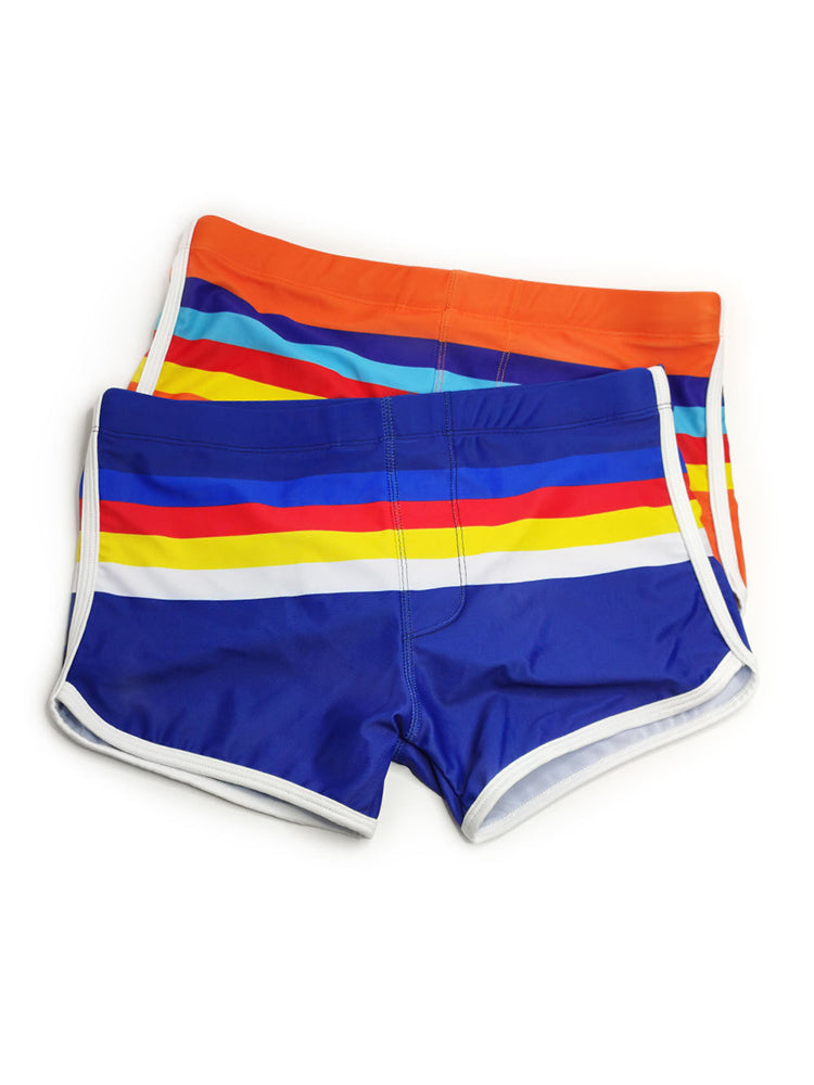 Men's Rainbow Striped Swimming Trunks
