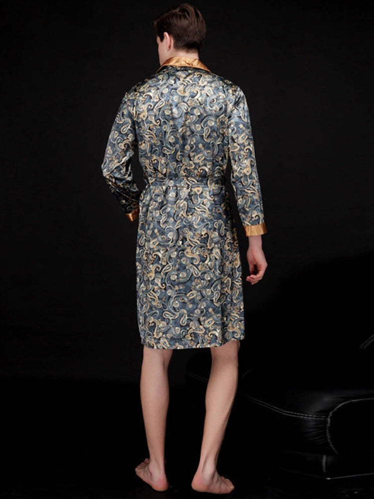 Men's Luxurious Satin Printed Robe