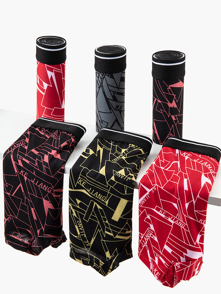 5-Pack Ice Silk Breathable Print Men's Trunks