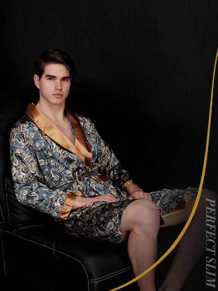 Men's Luxurious Satin Printed Robe